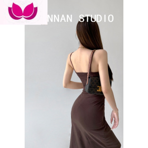 七斓2023吊带裙开衫套装女腰部褶皱开叉连衣裙叠穿长袖披肩潮