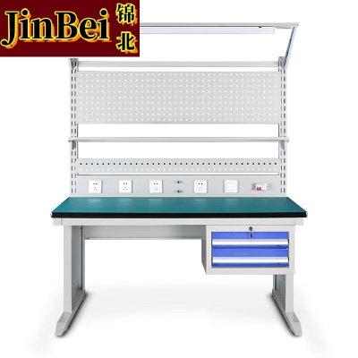 锦北防静电工作台车间流水线操作台带灯工具桌1.8米单桌+950挂板+抽屉