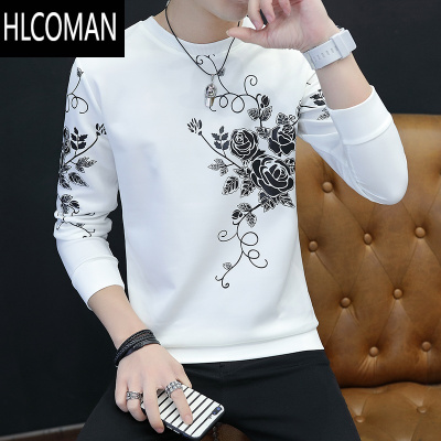 HLCOMAN长袖T恤2024新款打底衫潮秋衣男上衣卫衣内搭衣服加绒加厚