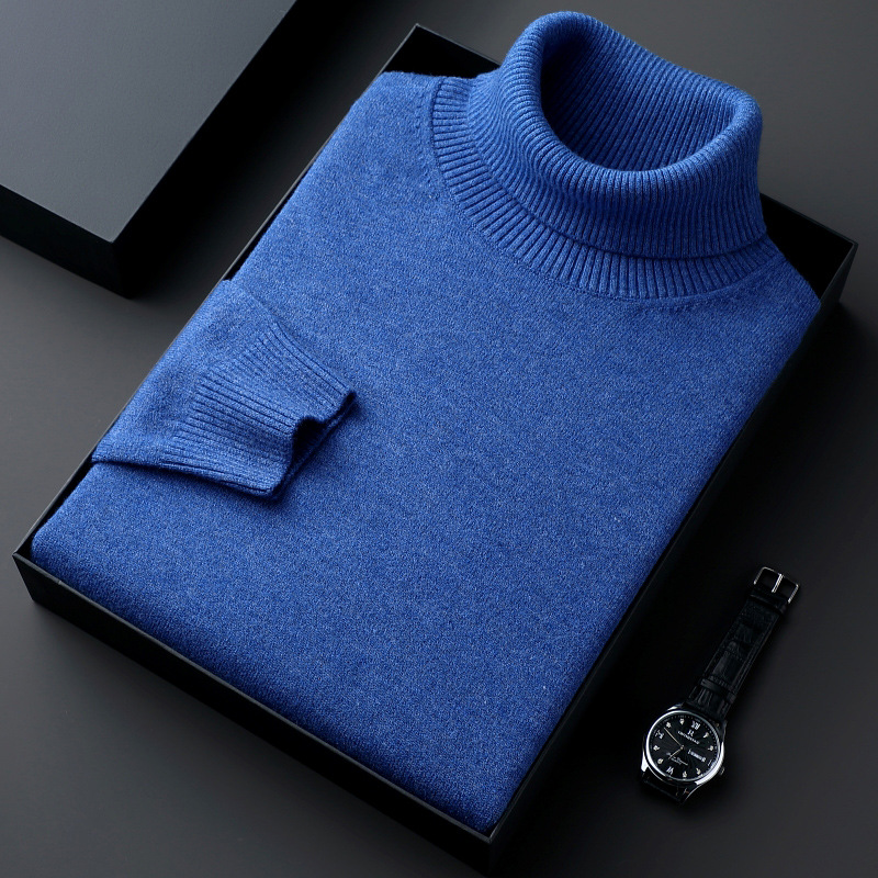 毛衣男装秋冬季新款时尚加厚保暖休闲纯色高领针织衫男士