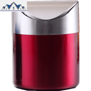 桌面办公桌面迷你多彩家用不锈钢小垃圾桶带创意车载家庭一桶天下 三维工匠