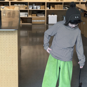 童酷男童冬季新款百搭柔软连帽半高领双面绒保暖儿童打底衫潮