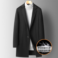 秋冬可脱卸鹅绒内胆双面呢羊绒大衣男中长款毛呢外套潮流羊毛大衣