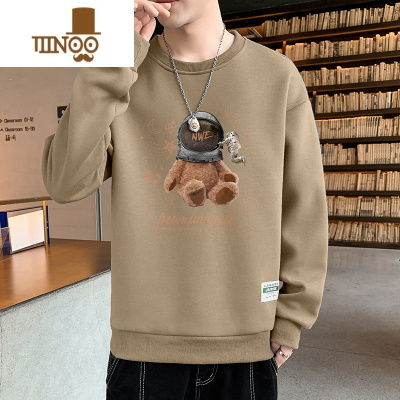 YANXU太空熊卫衣男士潮牌休闲高街宽松情侣款无帽套头衫上衣外套