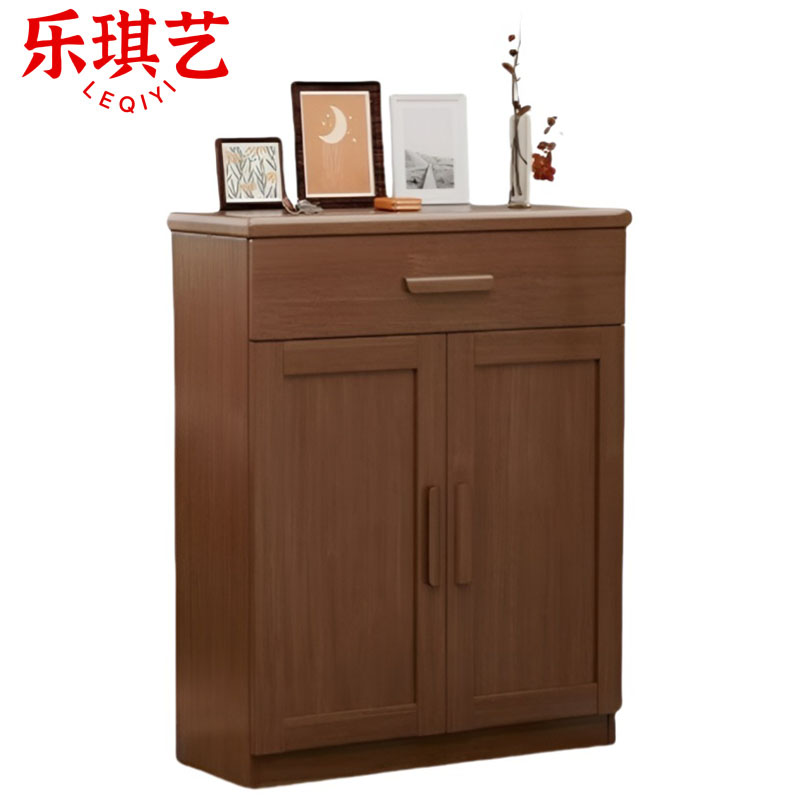 乐琪艺 实木鞋柜 胡桃色两门 个