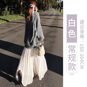 半身裙女2026新款夏季百褶高腰a字垂坠感高级巨好看雪纺蛋糕长裙