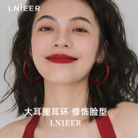 925纯银针安可拉红耳圈女复古港风高级显脸小素圈耳环红色耳饰送女朋友老婆情人节七夕生日礼物