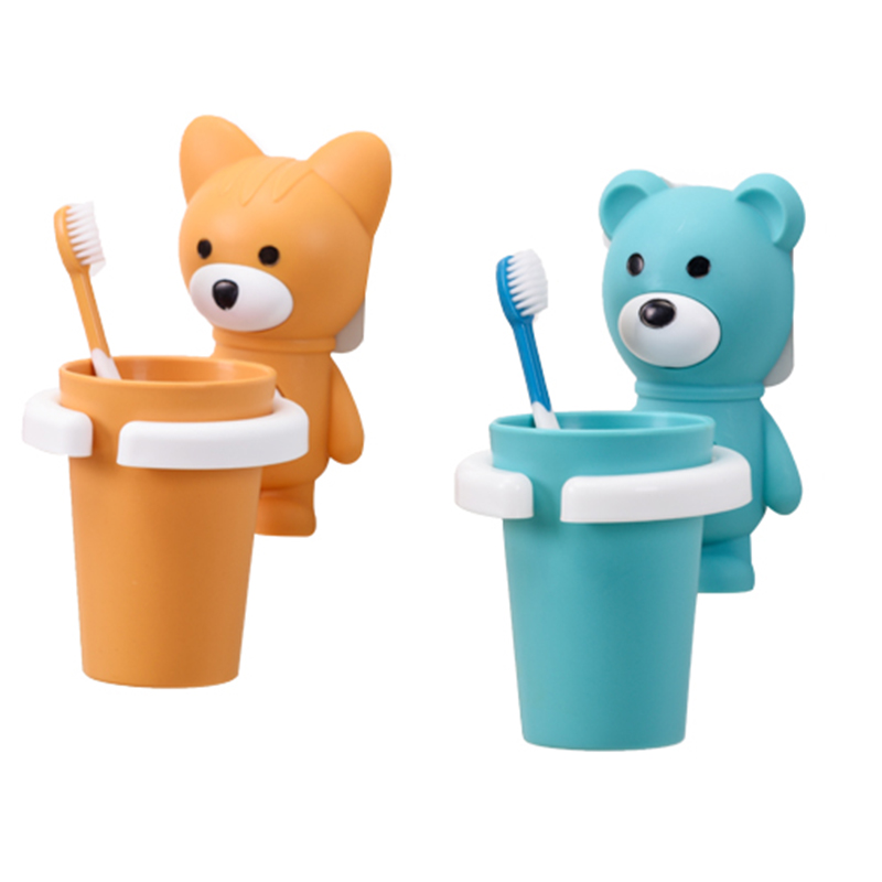可爱卡通儿童牙杯米魁宝宝洗漱杯吸盘挂壁式杯子缸男女孩套装家用 小