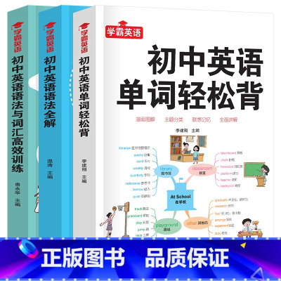 [3册]初中英语单词轻松背+英语语法全解+初中英语语法与词汇高效训练 [正版]4册 初中英语单词3500词汇轻松背英