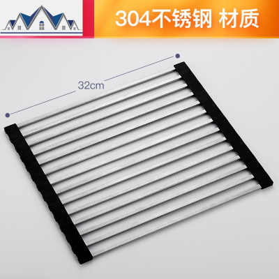 304不锈钢可折叠沥水架水收纳置物架厨房碗碟洗碗池放碗沥水篮 三维工匠