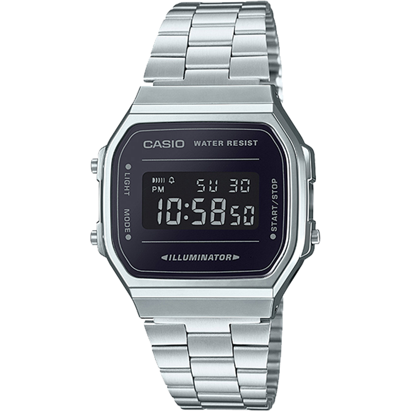 CASIO 卡西欧代购美国腕表舒适男式不锈钢表链方形数显石英防水