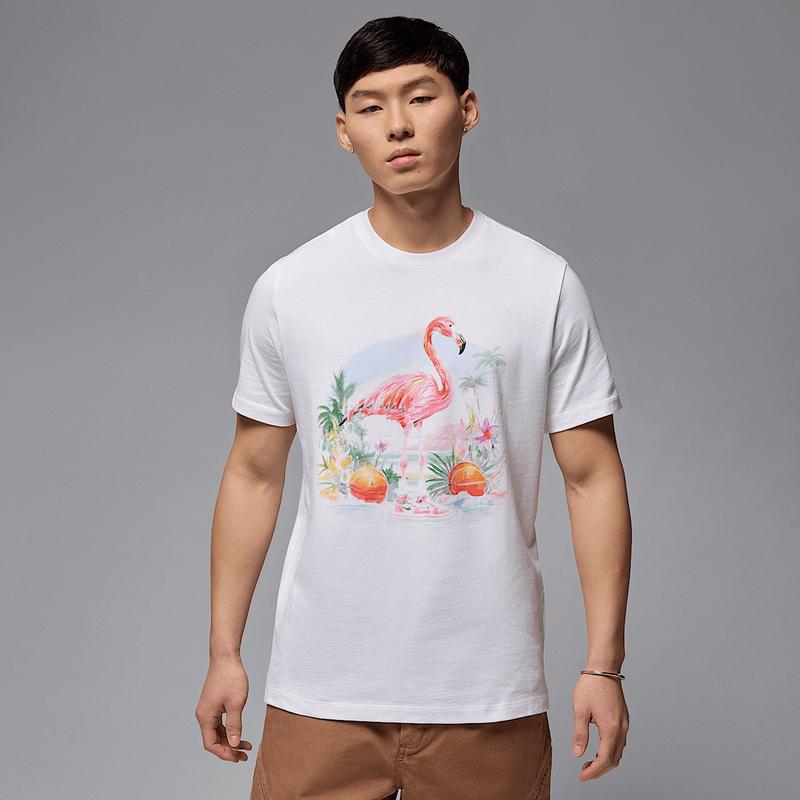 乔丹(Jordan)夏季潮男短袖T恤纯棉透气经典休闲文化印花圆领套头