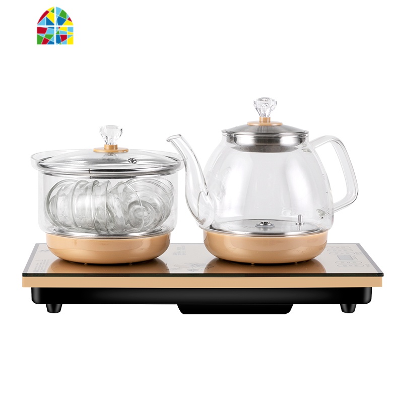 全自动底部上水电热水壶玻璃泡茶具电磁茶炉自吸抽水烧水壶套装 FENGHOU 金色保温升级款(37x20)