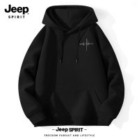 Jeep吉普卫衣男连帽春秋简约运动服男士上衣2025新款黑色帽衫男款