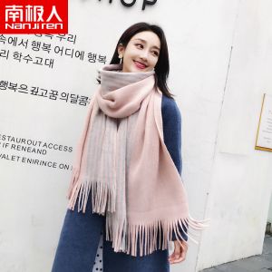 韩版ins毛线针织围巾女秋冬季加厚保暖围脖纯色