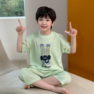 男童夏季睡衣青少年夏装家居薄款短袖套装男孩夏款中大儿童空调服