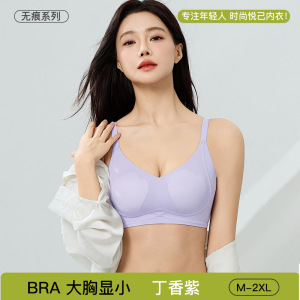 轻薄透气兔耳朵杯内衣立体软支撑上托聚拢大胸显小无痕调整型文胸