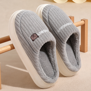 踩屎感棉拖鞋男士冬季新款室内家居用防滑厚底保暖毛绒拖鞋男款
