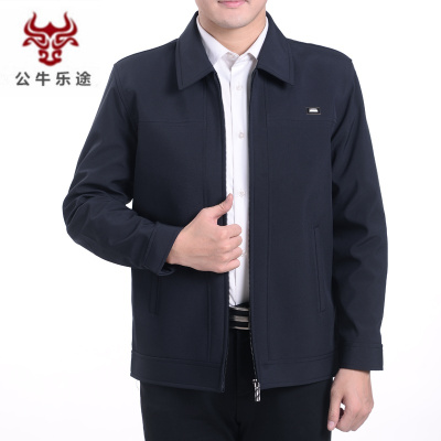 公牛乐途2020春夏季薄款中年男夹克休闲外套男装上衣中老年人男士夹克衫爸爸外