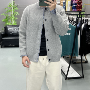 秋冬季复古百搭松弛感圆领开衫毛衣慵懒风假两件纽扣针织外套