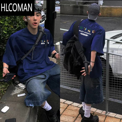 HLCOMAN美式休闲潮牌个性星星印花短袖T恤男款夏季高街上衣半袖