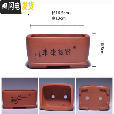 三维工匠金牌卖家紫砂古韵小型花盆马长方形六方四方盆景简约绿萝 荧光黄--22号 中小花盆容器