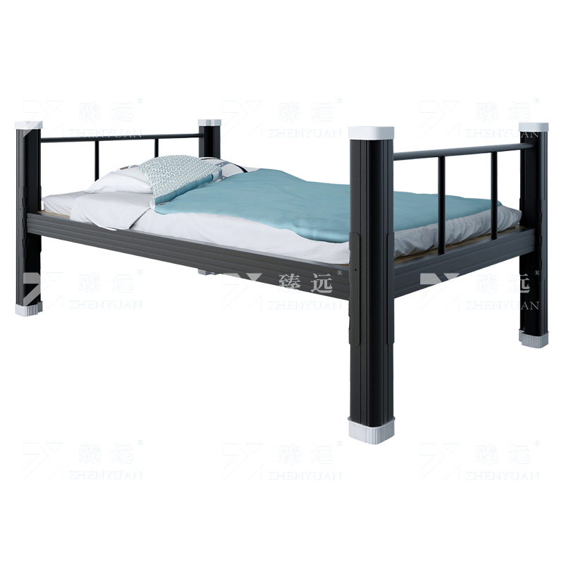 臻远XCC-01钢制床单层床员工宿舍床学生公寓床 单层床900宽黑