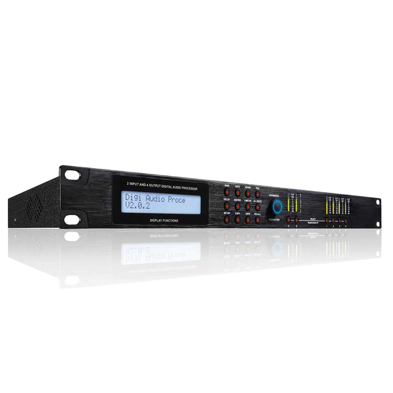 启诺 QN-SAD024 二进四出数字音频处理器 DSP处理带反馈抑制功能 黑色 台