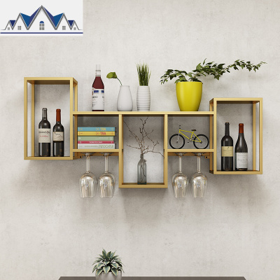 北欧铁艺酒架壁挂墙上置物架创意装饰餐厅红酒柜酒杯架悬挂展示架 三维工匠