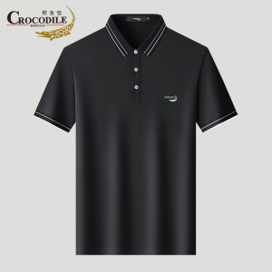 鳄鱼恤CROCODILE 专款男士商务休闲经典纯色夏季短袖polo衫