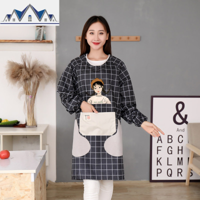 薄款厨房长袖家用围裙防水防油做饭罩衣日式女时尚工作男定制印字 三维工匠