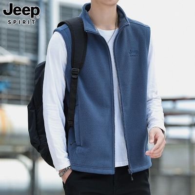 JEEP SPIRIT新款潮流休闲马甲摇粒绒户外男士马甲外套