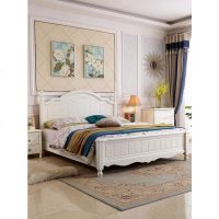 美式全实木床1.8米1.5m1.2双人单人韩式欧式白色公主卧室现代简约