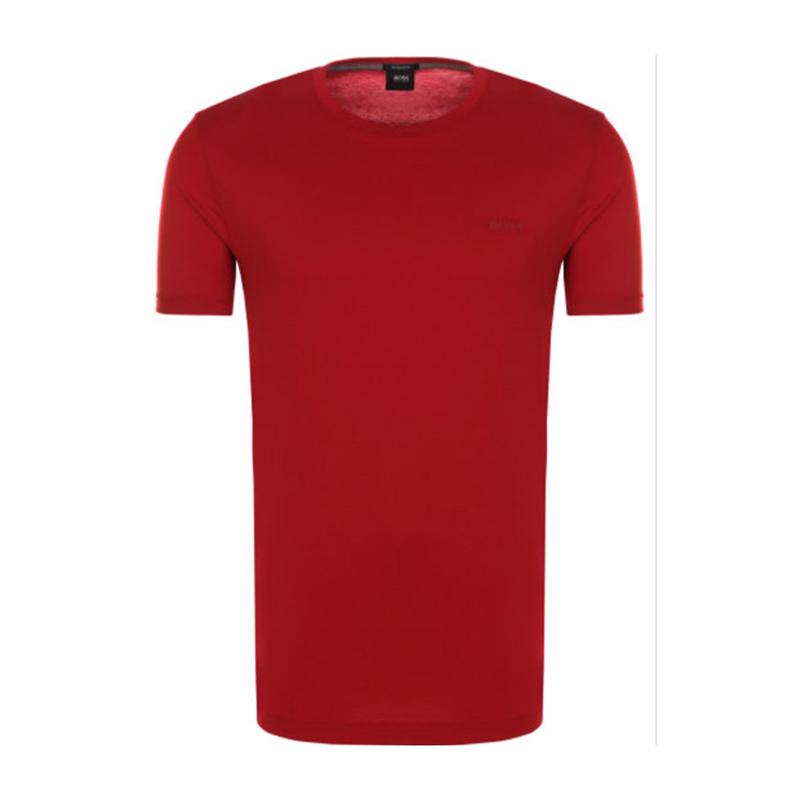 Hugo boss暗红色圆领棉质T恤男短袖logo标识纯棉透气舒适