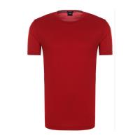 Hugo boss暗红色圆领棉质T恤男短袖logo标识纯棉透气舒适