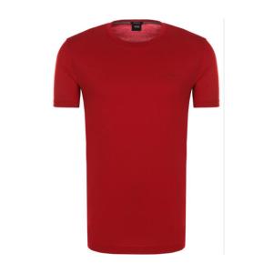 Hugo boss暗红色圆领棉质T恤男短袖logo标识纯棉透气舒适