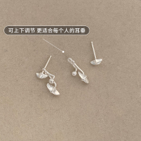 s925纯银四芒星耳钉后挂式耳环女设计感小众耳饰2025新款