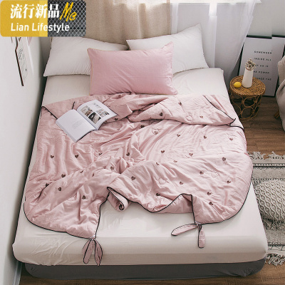 夏凉被空调被少女心蝴蝶结1.5m米单人双人夏天夏季薄被子冰丝夏季 三维工匠
