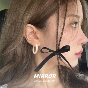 925纯银马卡龙色银针耳圈女耳环耳饰韩国网红气质个性时尚送女朋友老婆情人节七夕生日礼物