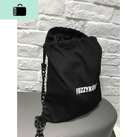 2020新款潮包女美伢收纳帆布链条双肩包束口包袋抽绳运动拉绳背包NEW LAKE 黑色