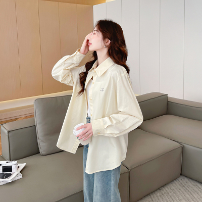 [3件8.5折118.9元,叠加优惠券]唐狮初秋新款长袖衬衫女净色百搭休闲温柔女士长袖衬衫外套d