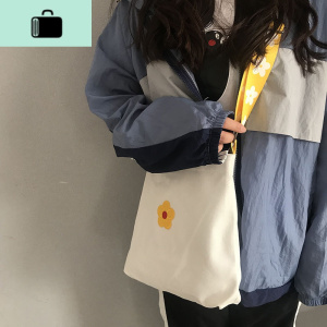 ins小清新泫雅花朵帆布包单肩包韩国学院风软妹少女学生斜挎包包NEW LAKE女士单肩包