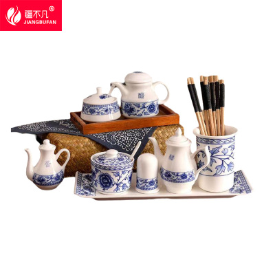 疆不凡陶瓷调料罐组合40*15cm套