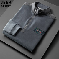 JEEP SPIRIT吉普春秋新款男士针织衫立领棉冬季宽松大码休闲百搭外套