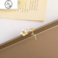 JiMi不对称花朵耳夹女无耳洞小众设计感蚊香盘森系甜美轻奢高级感耳饰