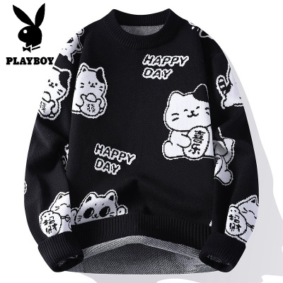 花花公子新款高品质[新款]2025年秋冬款圆领针织毛衣男