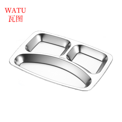 瓦图 304不锈钢方三格餐盘 29*20.5*2cm 个