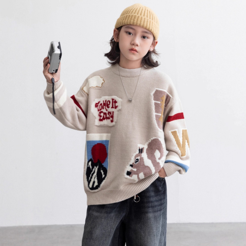 男童毛衣新款男孩保暖内搭大童酷帅上衣儿童冬季帅气风针织衫
