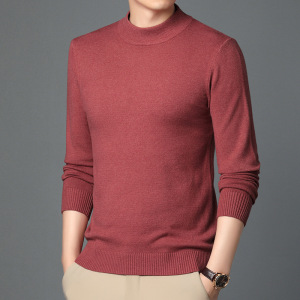 羊毛衫(40支精仿羊毛)秋冬新款男士半高领保暖纯色加厚毛衣男