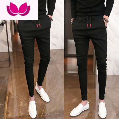 七斓网红同款弹力修身小脚裤男社会精小伙裤子休闲九分紧身裤男